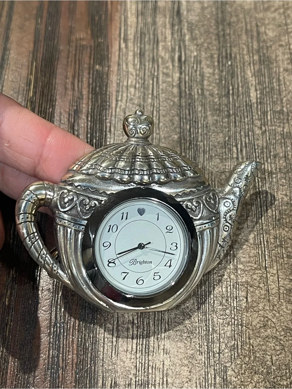 Brighton Silver Teapot Wall Clock